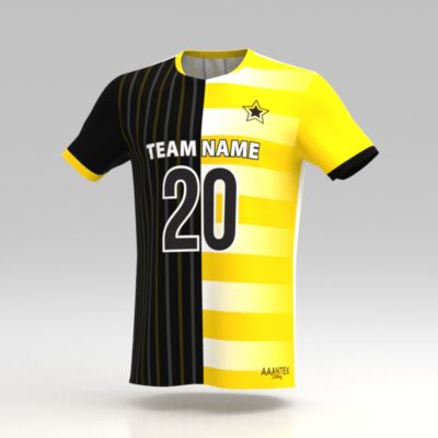 Hellfire Black-Yellow Custom Dye Sublimated Soccer Jersey.