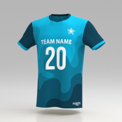 Hellfire Light-Blue Custom Dye Sublimated Soccer Jersey.