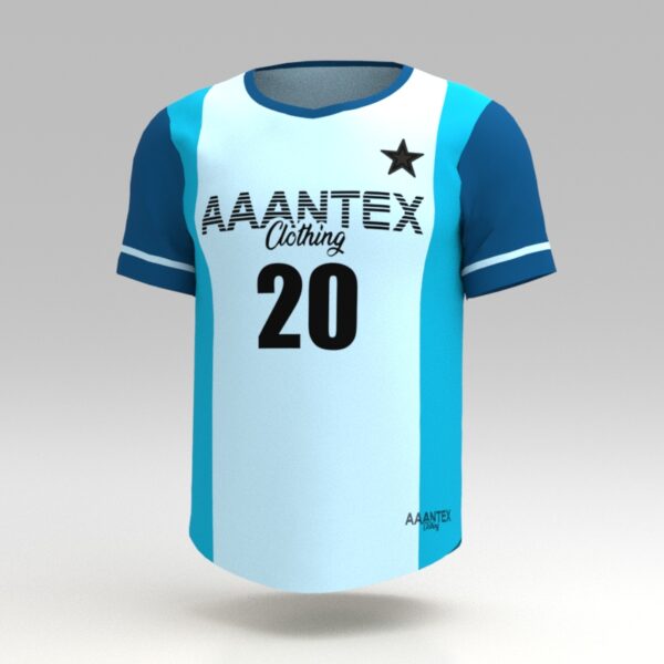 Hellfire Light-Blue Custom Dye Sublimated Marathon Jersey.