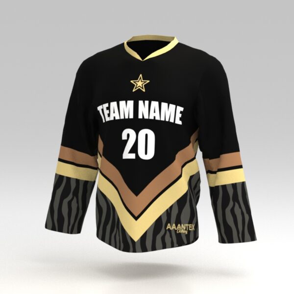 Hellfire Black Custom Dye Sublimated Hockey Jersey.