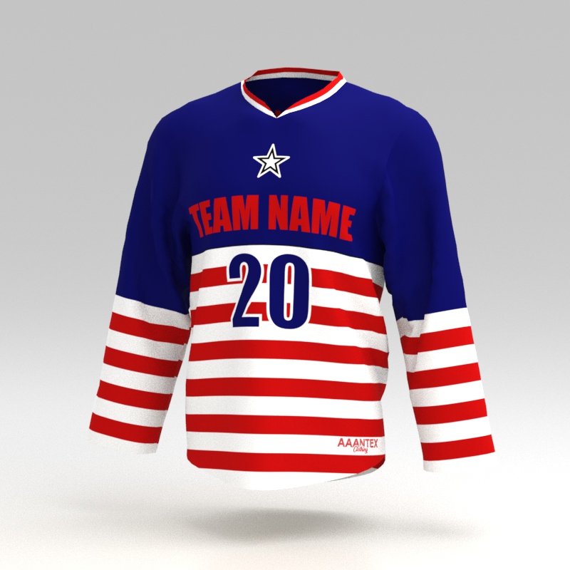 Hellfire Blue Custom Dye Sublimated Hockey Jersey. - AAANTEX Clothing