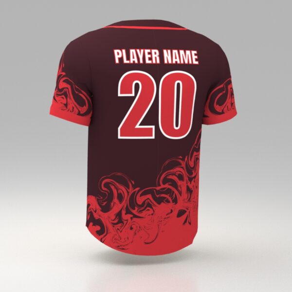 Hellfire Red Custom Dye Sublimated Baseball Jersey. - Image 2